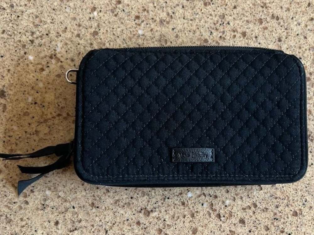 Vera Bradley RFID All in One Wallet Black Quilted (Crossbody Strap not included)